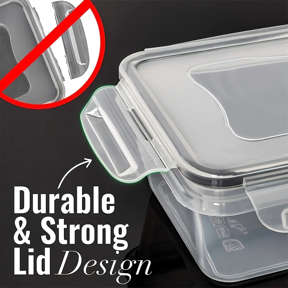 Ensemble de récipients de stockage des aliments de cuisine transparents – Coffre-fort pour micro-ondes, boîte à déjeuner en plastique multifonctionnelle avec couvercle + 24 étiquettes de tableau noir