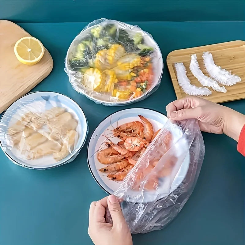 100 pièces réutilisable alimentaire Film alimentaire couvre fruits légumes stockage emballage alimentaire sac de stockage pique-niques et BBQ cuisine sac d'économie de nourriture
