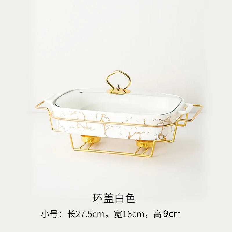 Casserole rectangulaire en céramique amphore, vaisselle pour la maison, chauffe-lumière, pot à soupe sèche pour hôtel, porte-pot créatif avec bougie