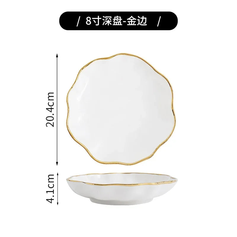 Assiettes à bol nordique, bol à nouilles, assiette à Steak légère, vaisselle de luxe en céramique pour la maison, combinaison d'assiettes et d'assiettes simples et modernes