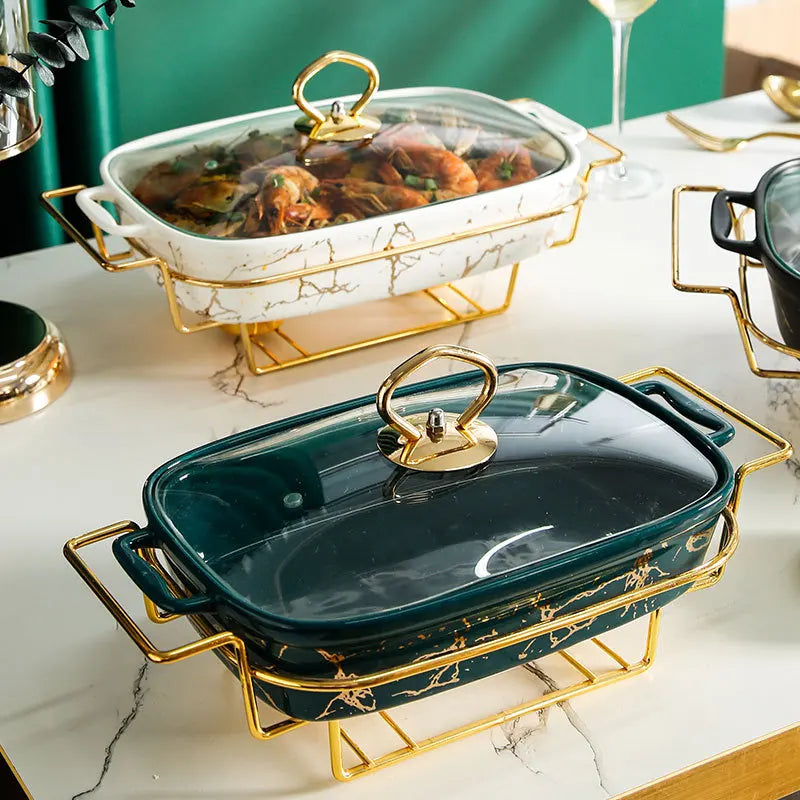 Casserole rectangulaire en céramique amphore, vaisselle pour la maison, chauffe-lumière, pot à soupe sèche pour hôtel, porte-pot créatif avec bougie